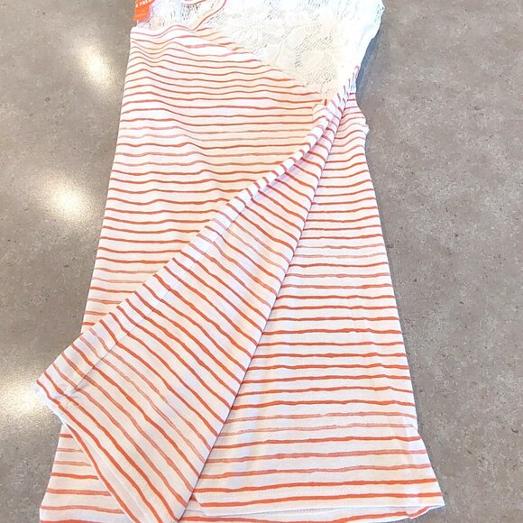 JOE FRESH Women's White & Orange Stripe Short Sleeve T-Shirt - Large - Picture 5 of 12
